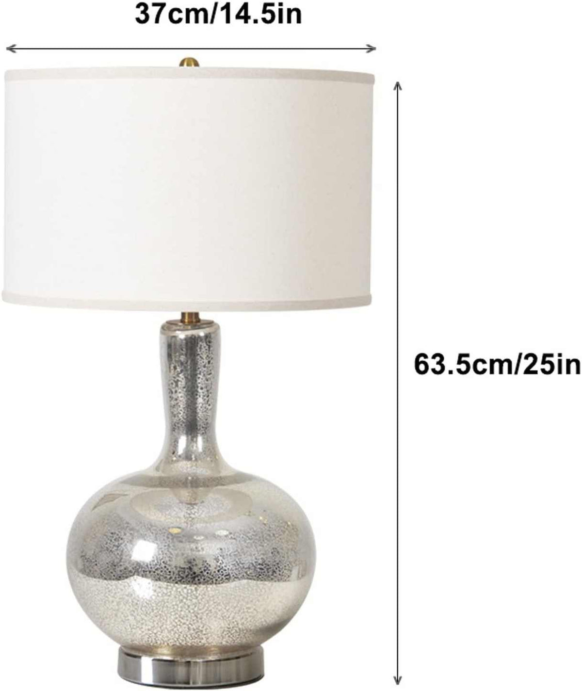Mercury Glass Gourd Table Lamp – Gold Speckled Linen Drum Shade