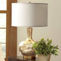 Mercury Glass Gourd Table Lamp – Gold Speckled Linen Drum Shade