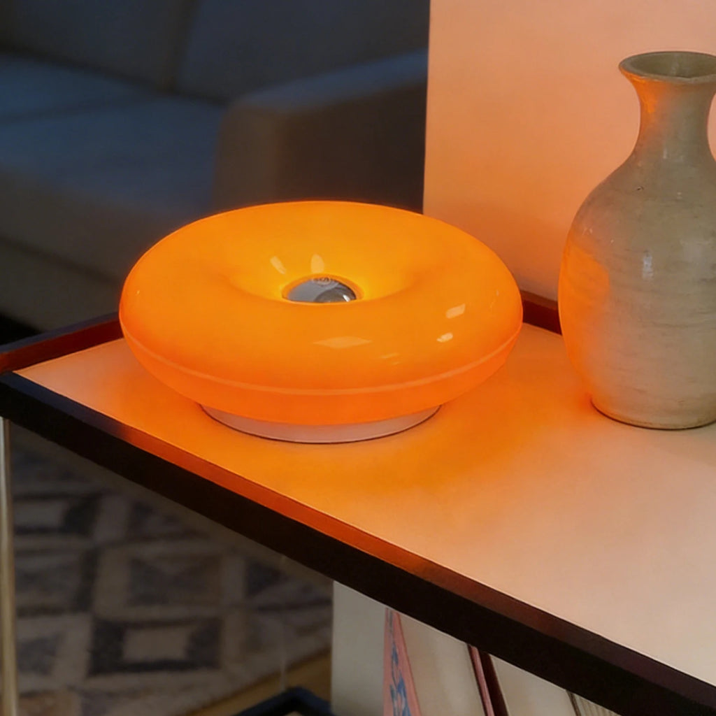Modern Donut Glass Table Lamp – Warm LED Ambient Light
