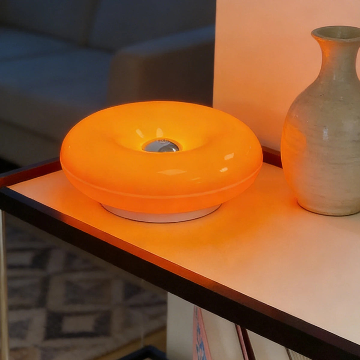 Modern Donut Glass Table Lamp – Warm LED Ambient Light