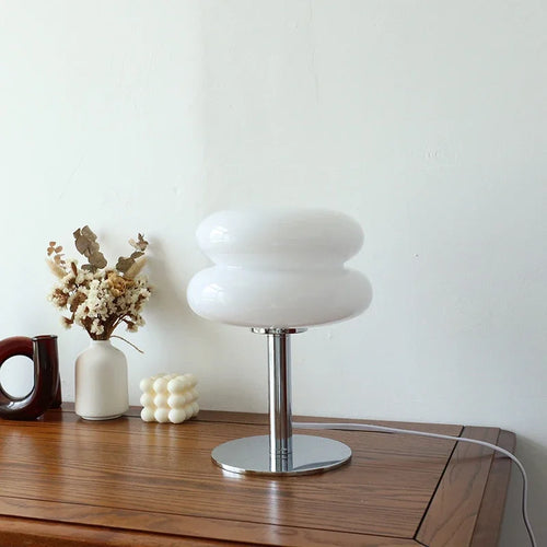 Macron Glass Table Lamp – Modern Chrome Base Light