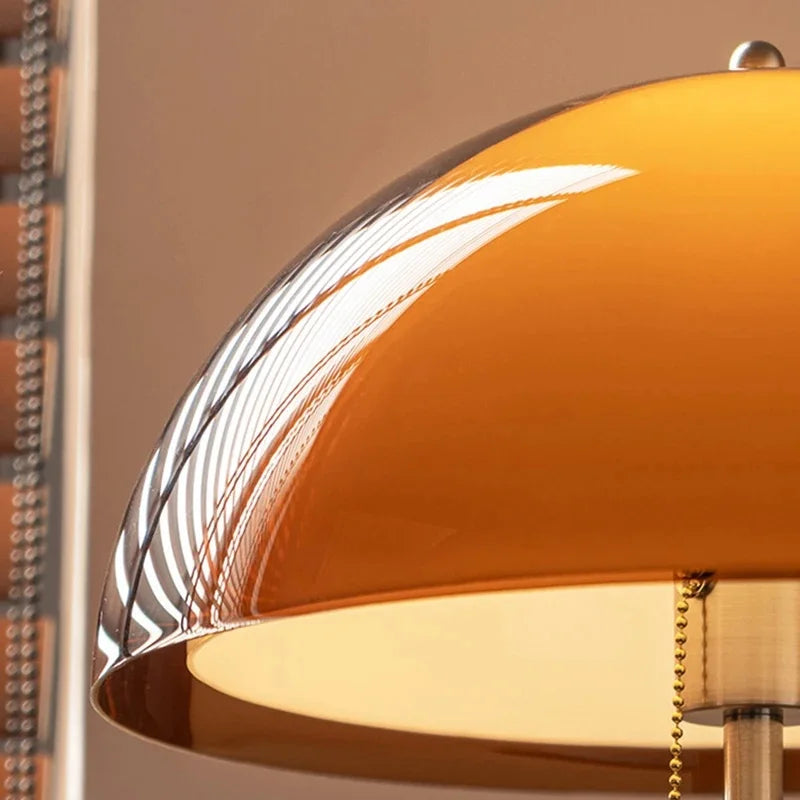 Amber Glass Mushroom Floor Lamp – Mid-Century Boho Light