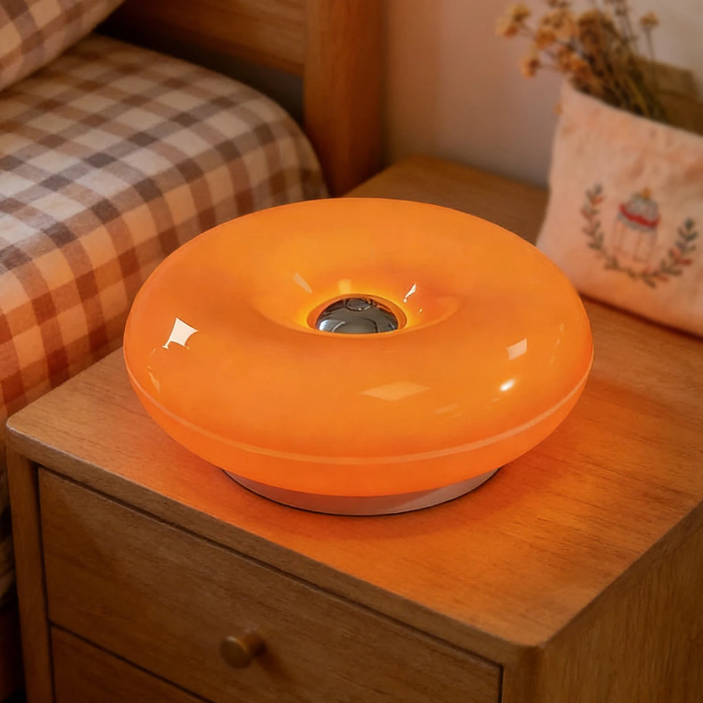 Modern Donut Glass Table Lamp – Warm LED Ambient Light