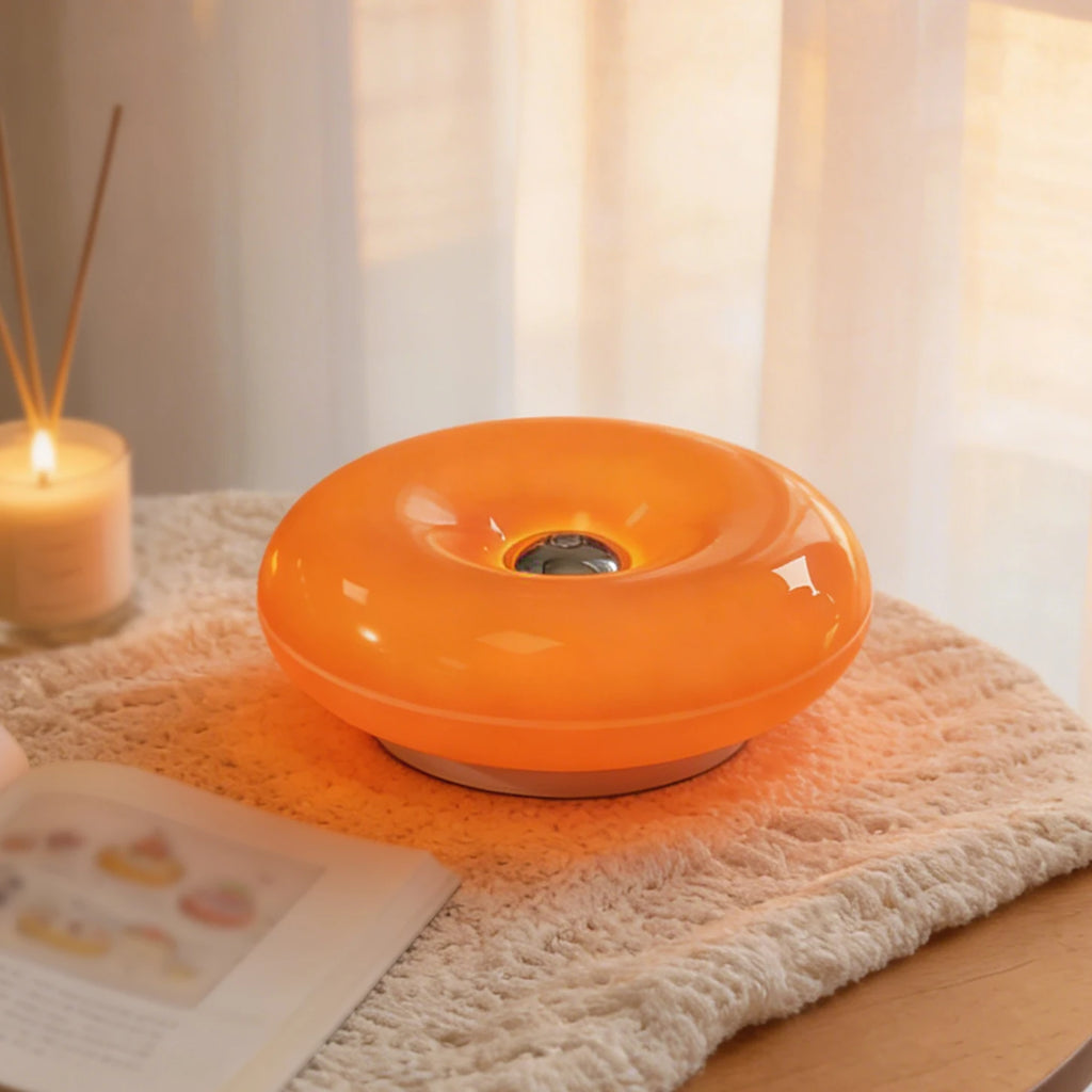 Modern Donut Glass Table Lamp – Warm LED Ambient Light