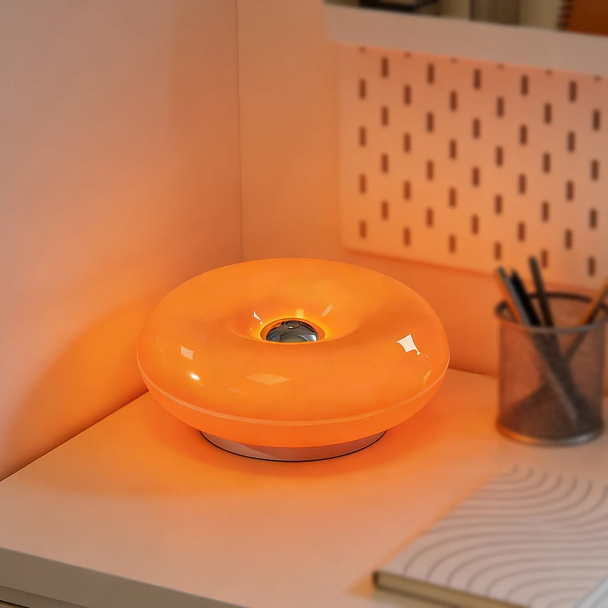 Modern Donut Glass Table Lamp – Warm LED Ambient Light